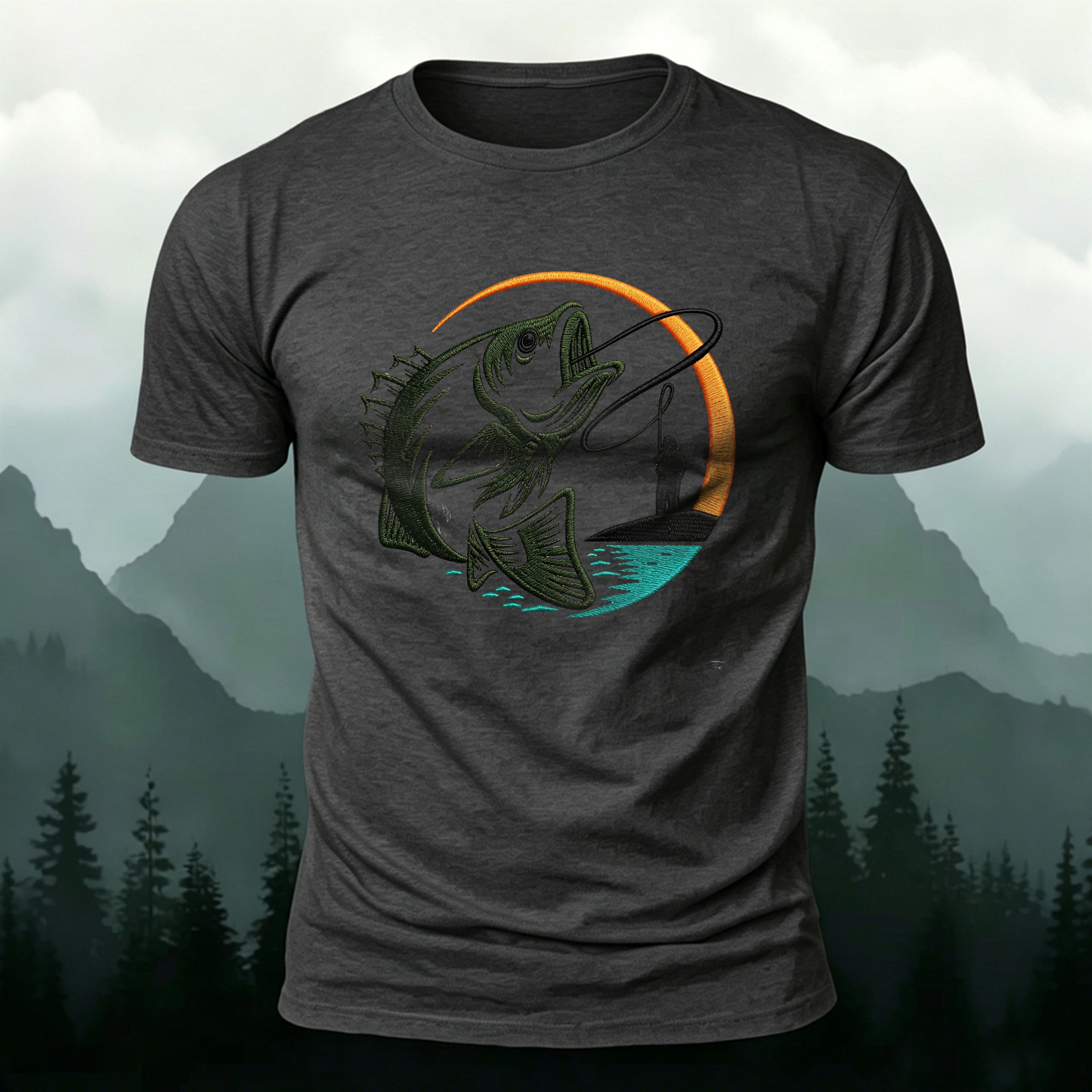 Fishing Pattern UV Transfer Outdoor Comfortable T-Shirt