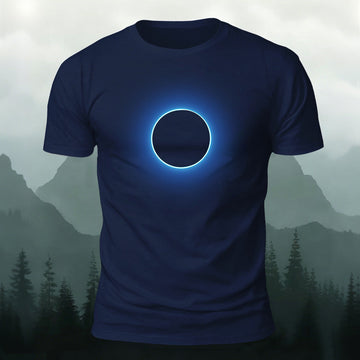 Glowing Circle Pattern Minimalist Breathable T-shirt Navy