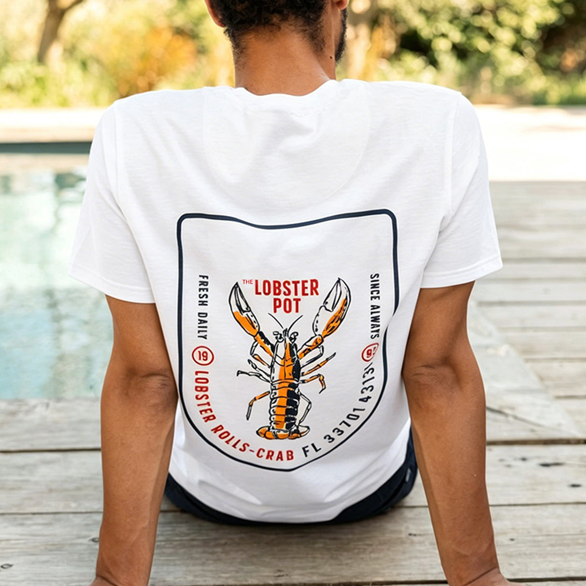 Cartoon Lobster Print Casual Premium Cotton T-Shirt