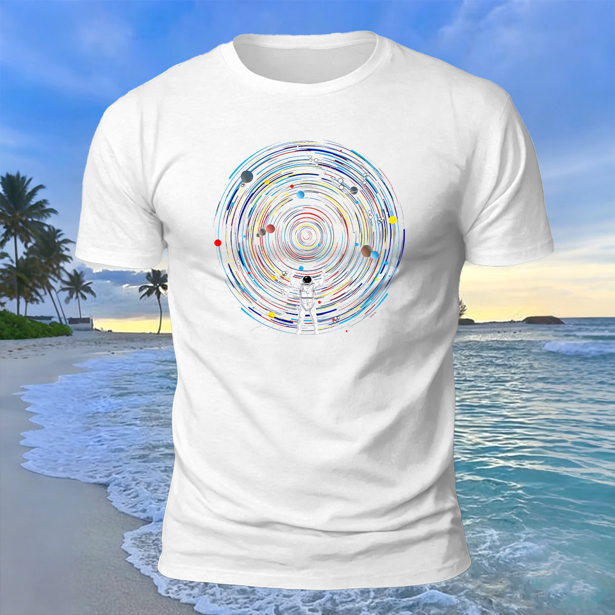 Space Astronaut Print Casual Premium Cotton T-Shirt