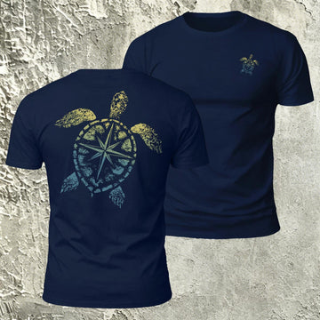 Sea Turtle Pattern Natural Premium Cotton T-Shirt