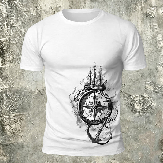 Nautical Graphic Premium Cotton Crew Neck T-Shirt