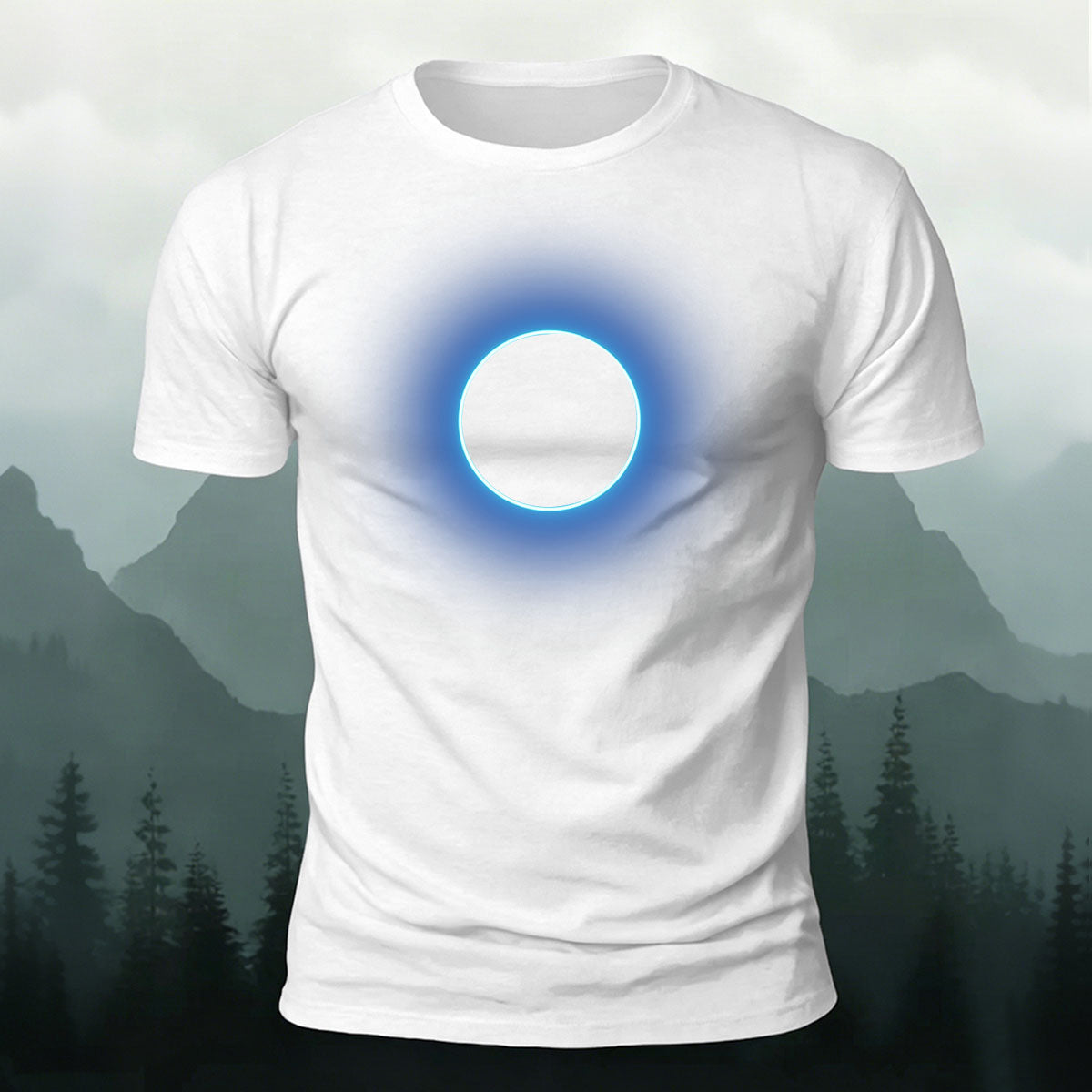 Glowing Circle Pattern Minimalist Breathable T-shirt White