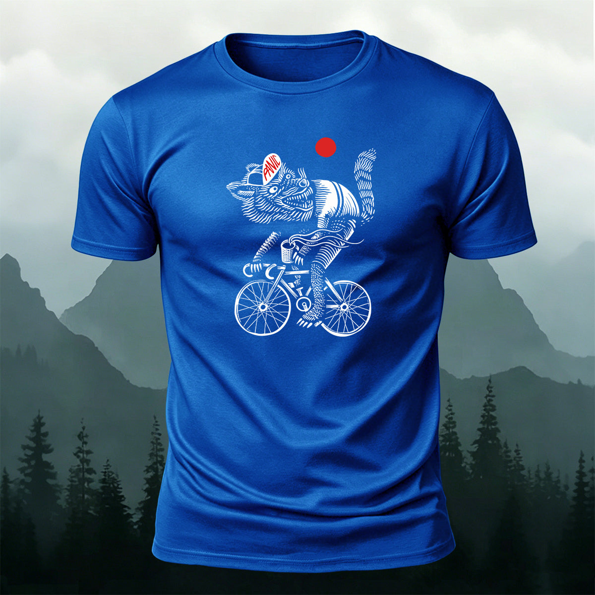 Wolf Riding Silhouette Print Casual Cotton T-Shirt