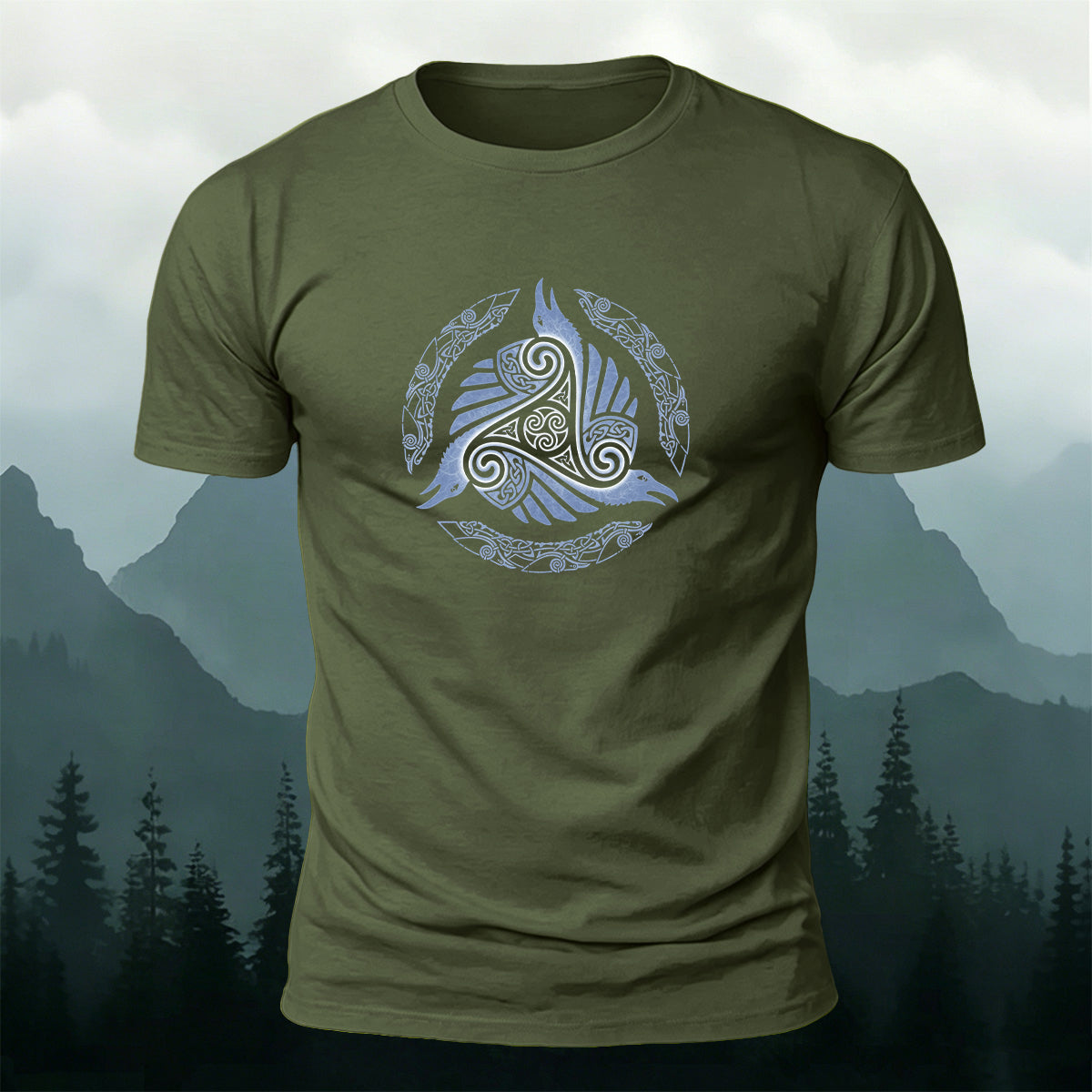 Viking Totem Print Casual Cotton T-Shirt