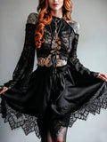 Dark-style Lace-up Flare Long-sleeve Sexy Top