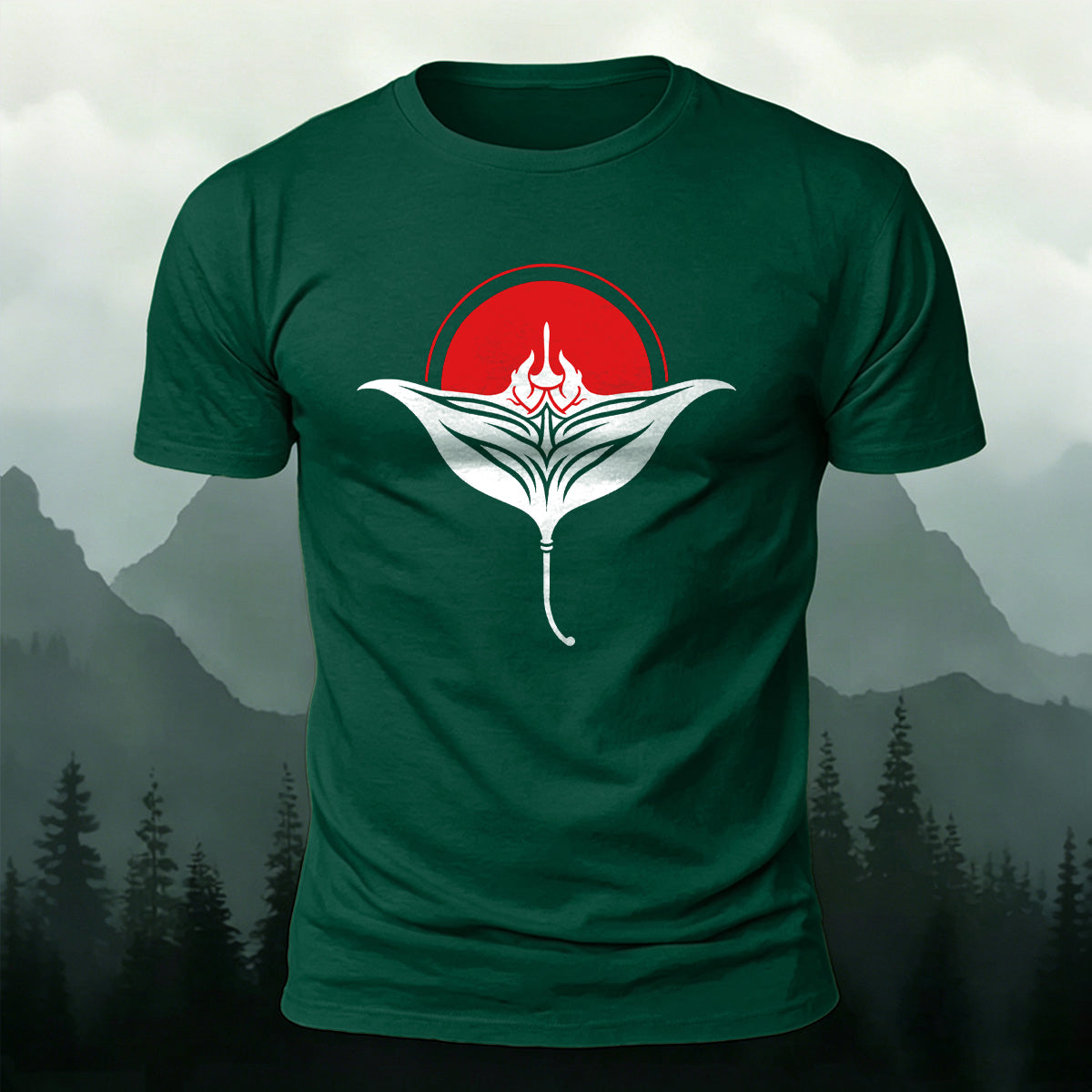 Manta Ray Red Sun Nature Skin-Friendly T-Shirt