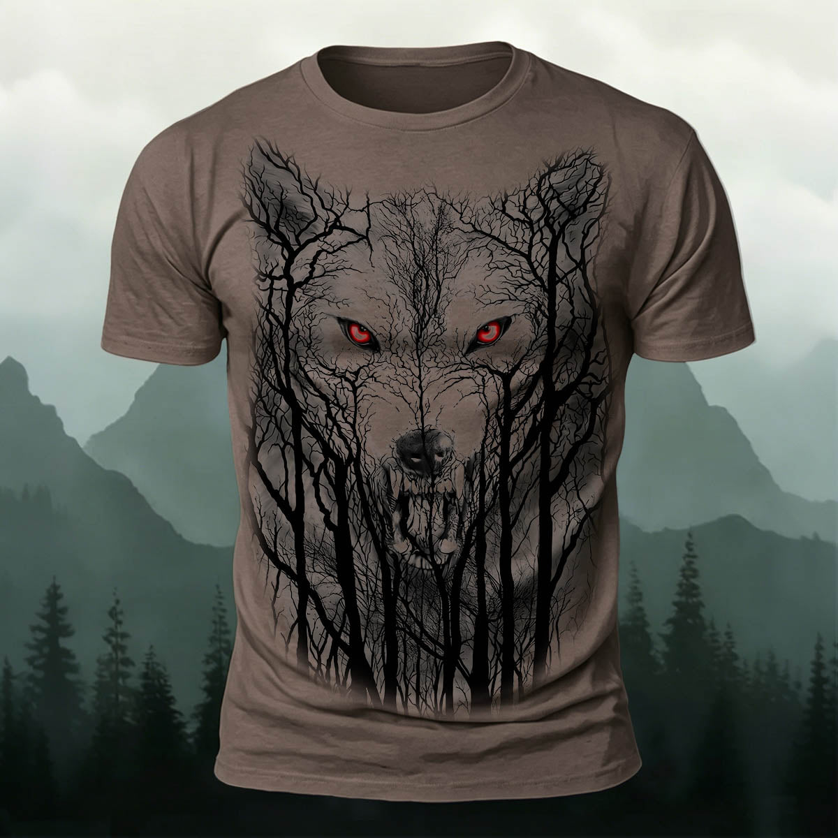 Dark Forest Wolf King Printed Casual Cotton T-Shirt CO