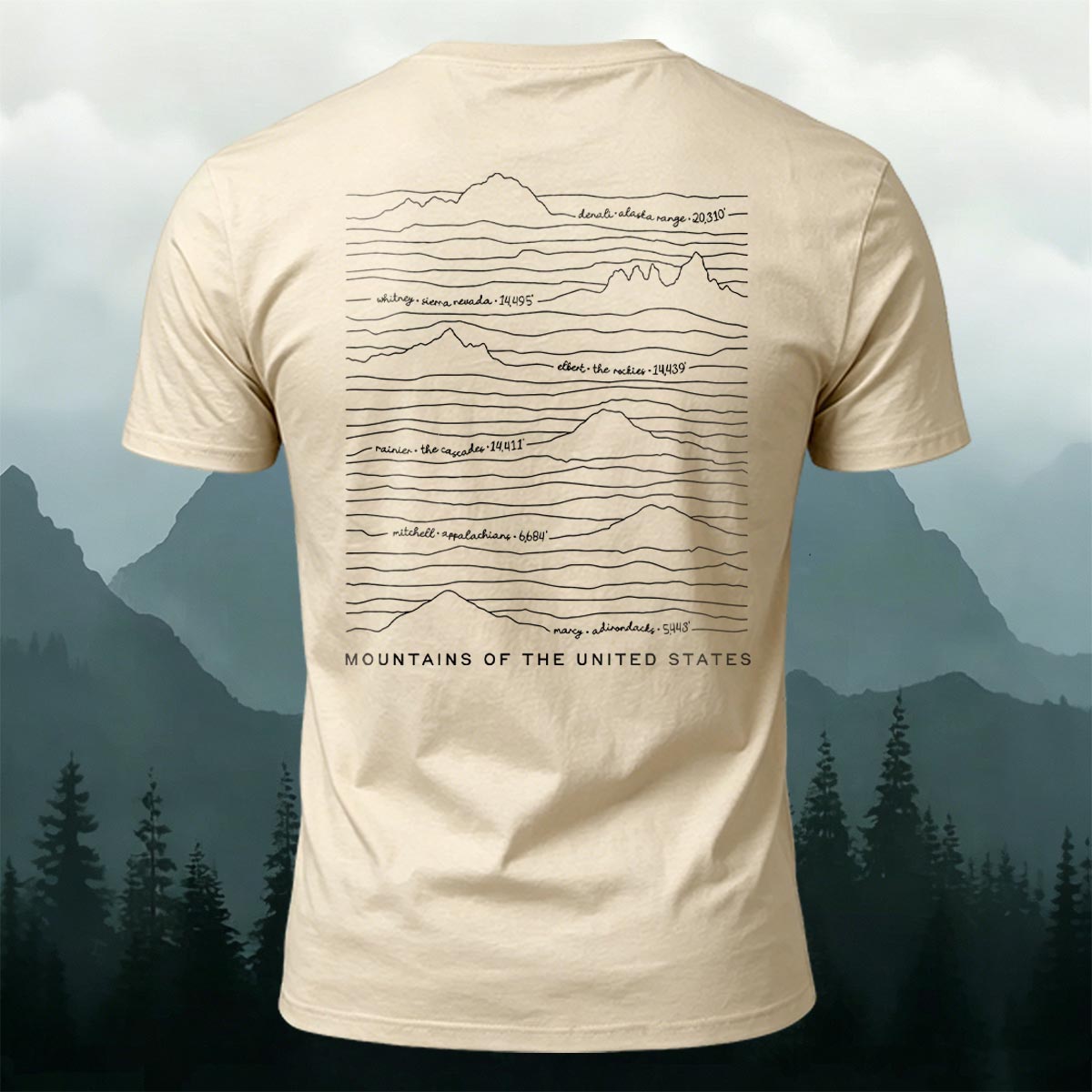 Mountain Print on the Back Relaxed-Fit Cotton T-Shirt