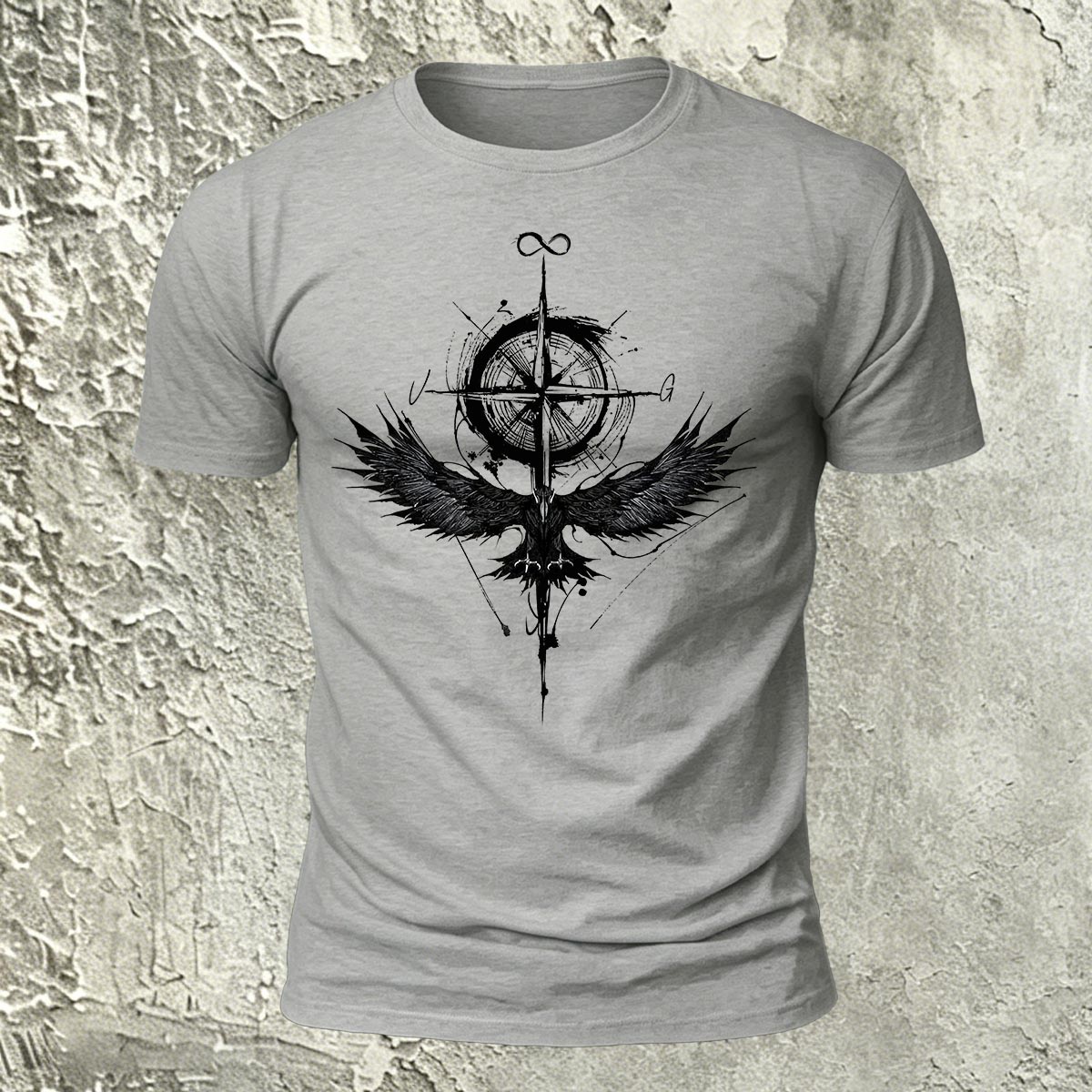 Nautical Pattern Trend Casual Skin-friendly T-shirt Grey