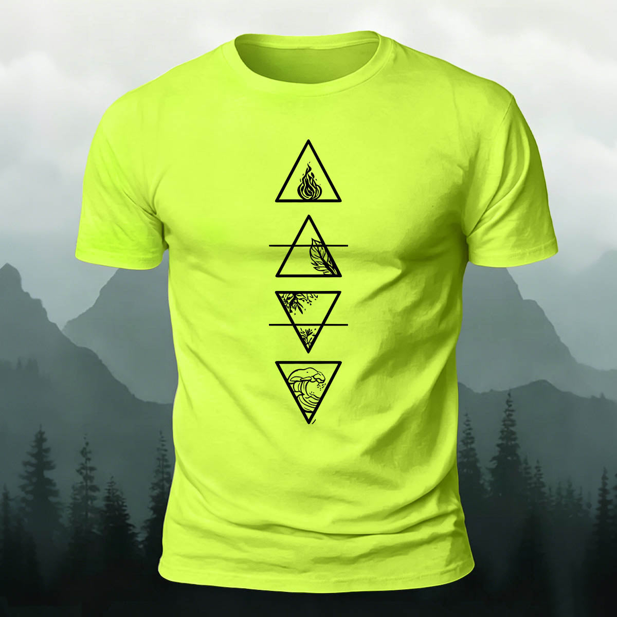 Triangle Print Classic Casual 100% Cotton T-Shirt