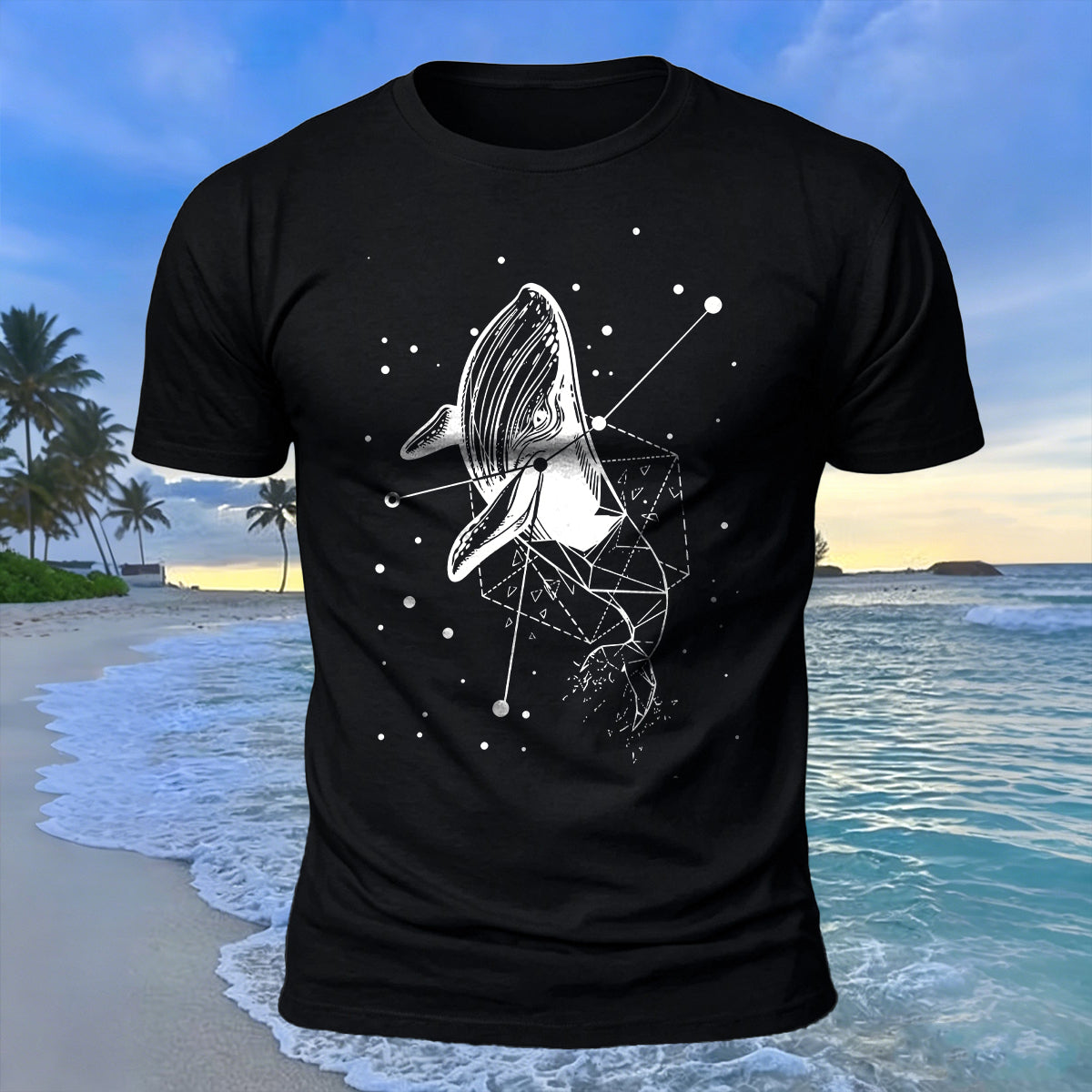 Whale Geometric Print 100% Cotton Soft-Touch T-Shirt