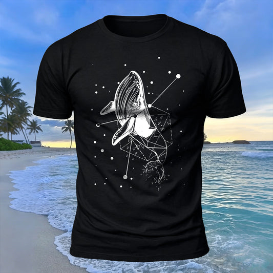 Whale Geometric Print 100% Cotton Soft-Touch T-Shirt