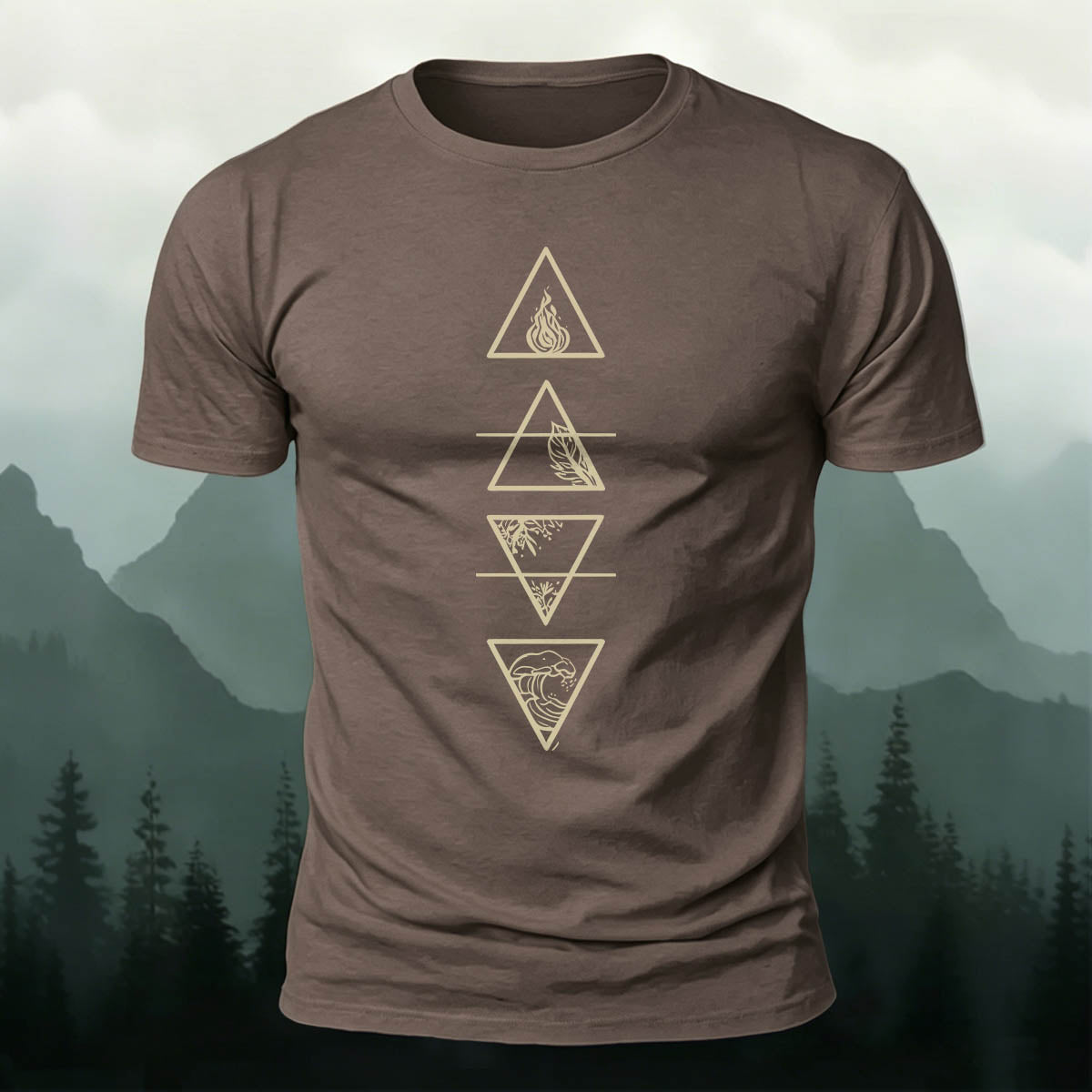 Triangle Print Classic Casual 100% Cotton T-Shirt