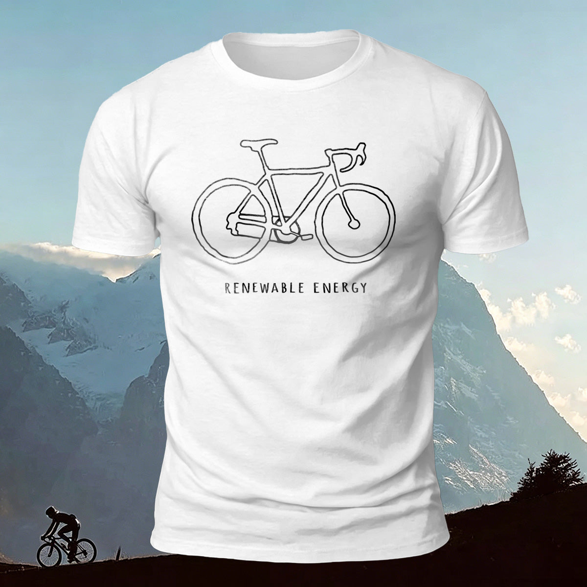 Bicycle Print Pattern Combed Cotton Comfort T-shirt Whte