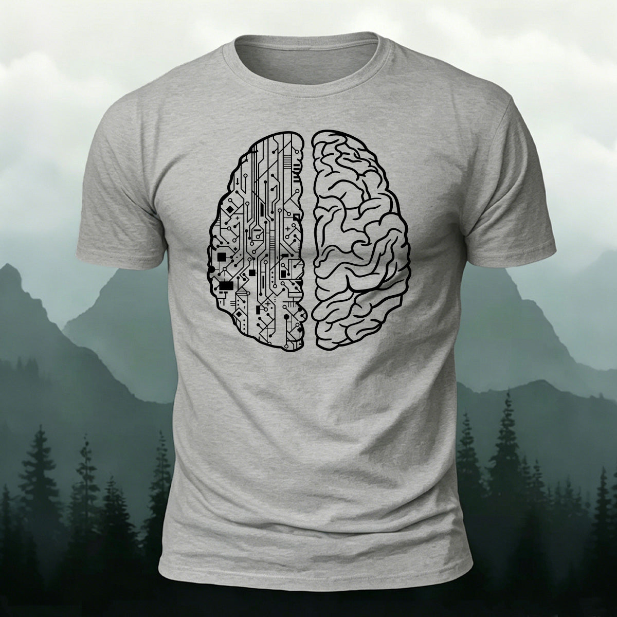 Simple Creative Brain Graphic Breathable Cotton T-Shirt