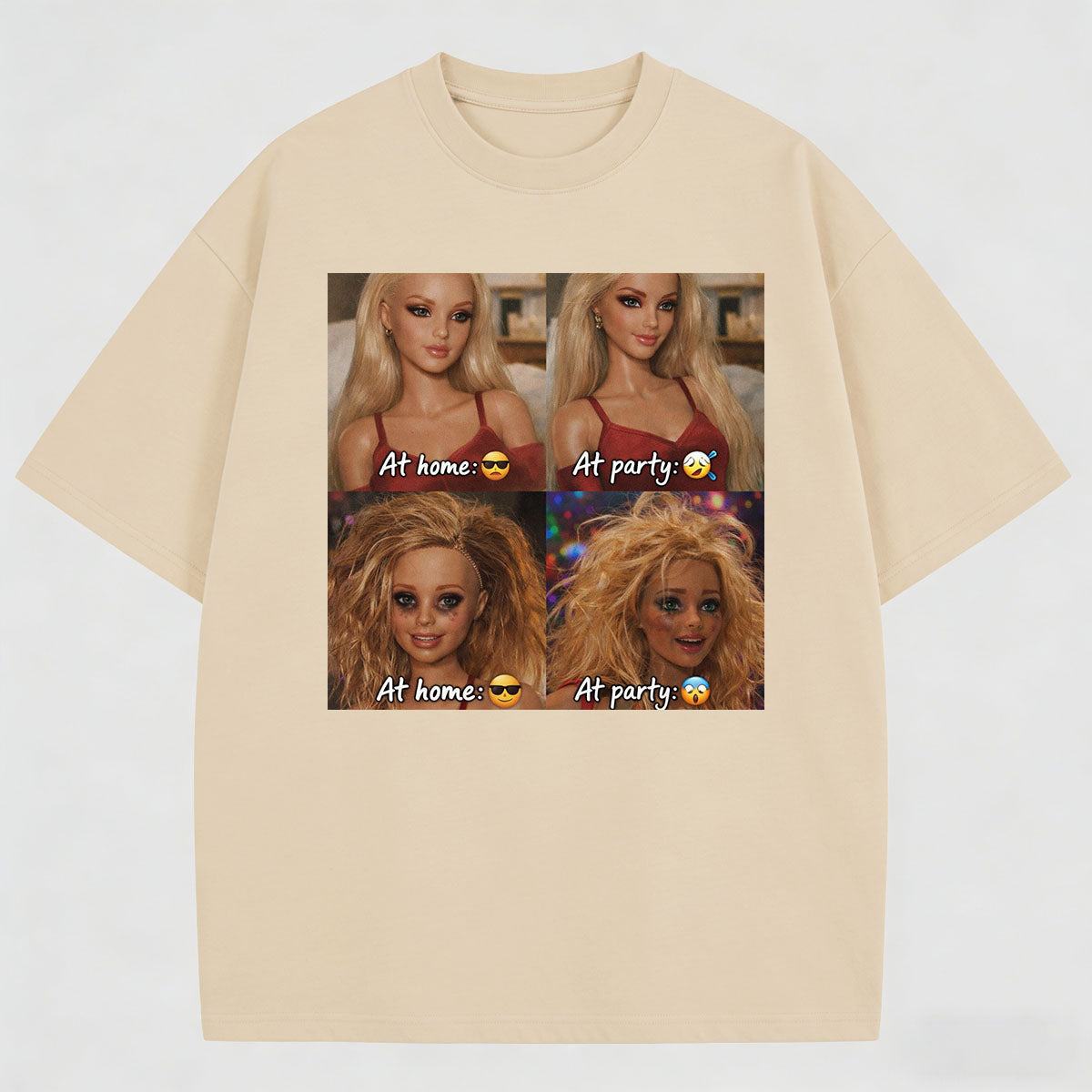 Meme Mood Comparison Printed Pattern T-Shirt