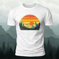 Sunset Scenery Print Vintage Skin-friendly T-Shirt White
