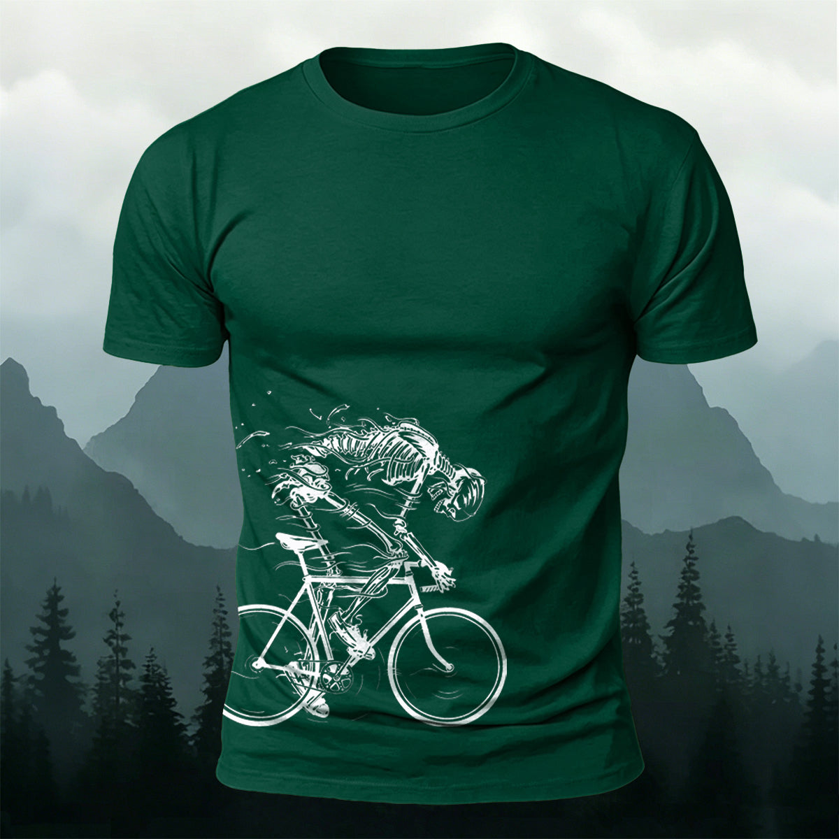 Cycling Skeleton Fun Graphic Casual 100% Cotton Tee