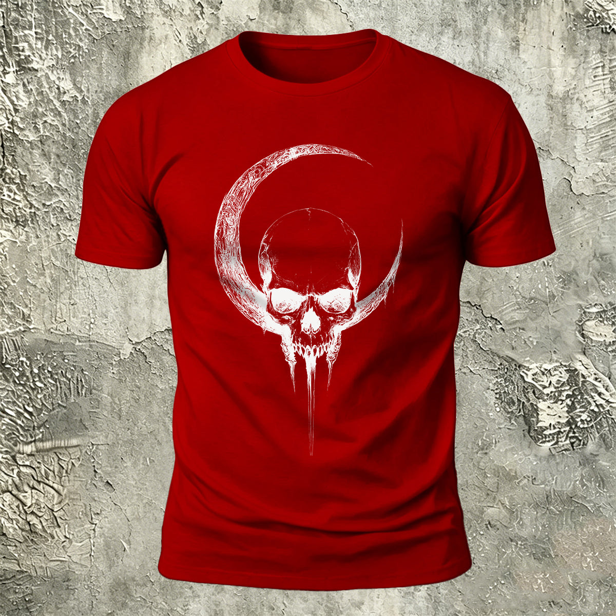 Moon Skull Print Casual 100% Cotton T-Shirt
