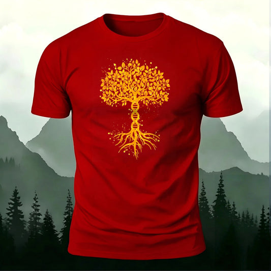 Premium Cotton Tree Of Life Print Casual T‑Shirt