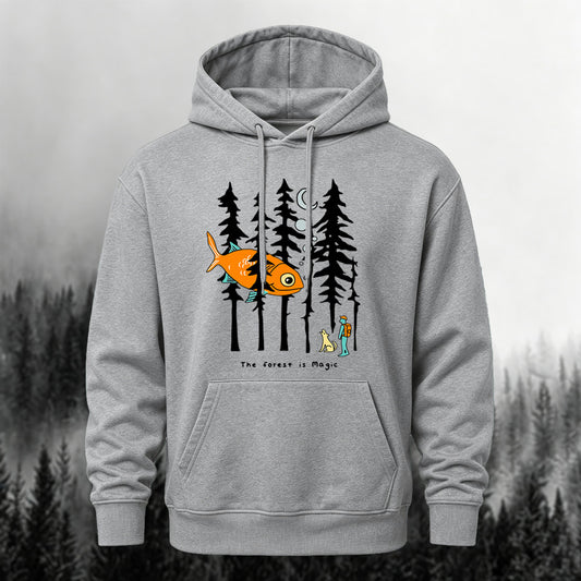 Cotton-Blend Forest Friends Print Versatile Hoodie