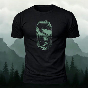 Combed Cotton Mountain Beer Can Graphic Tee