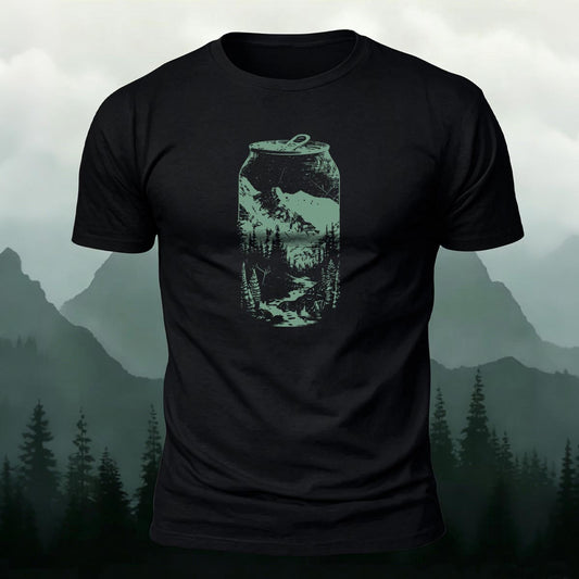 Combed Cotton Mountain Beer Can Graphic Tee