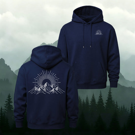 Cotton-Blend Forest Sunrise Print Casual Hoodie