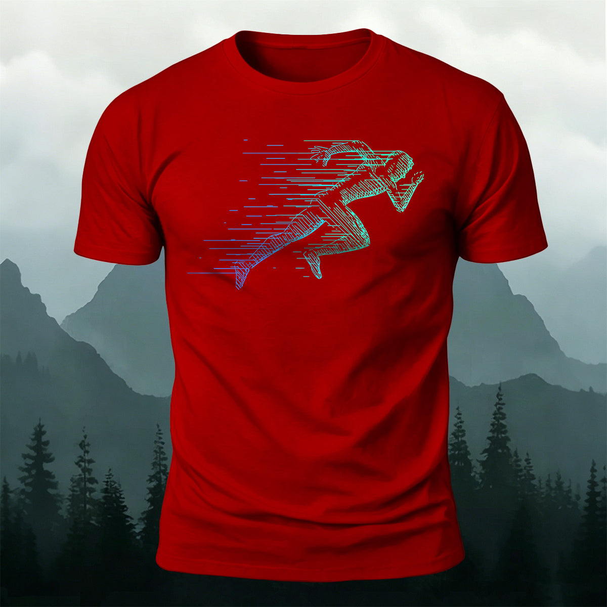 Simple Rapid Running Print Casual Breathable T-Shirt