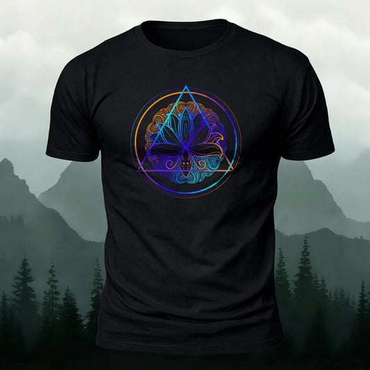 Soft Cotton Sacred Geometry Lotus Mandala Casual T‑Shirt