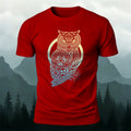 Viking Mythology Owl Print Casual Cotton T-Shirt