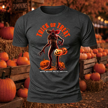 Trick or Treat - Upside Down Printed Short Sleeve T-Shirt