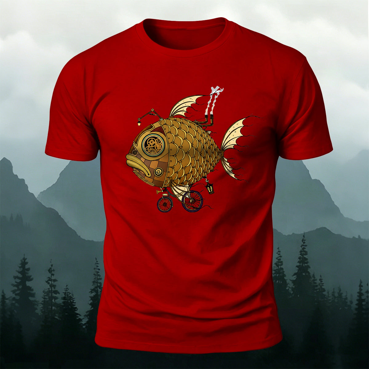 Clownfish Submarine Print Casual Cotton T-Shirt