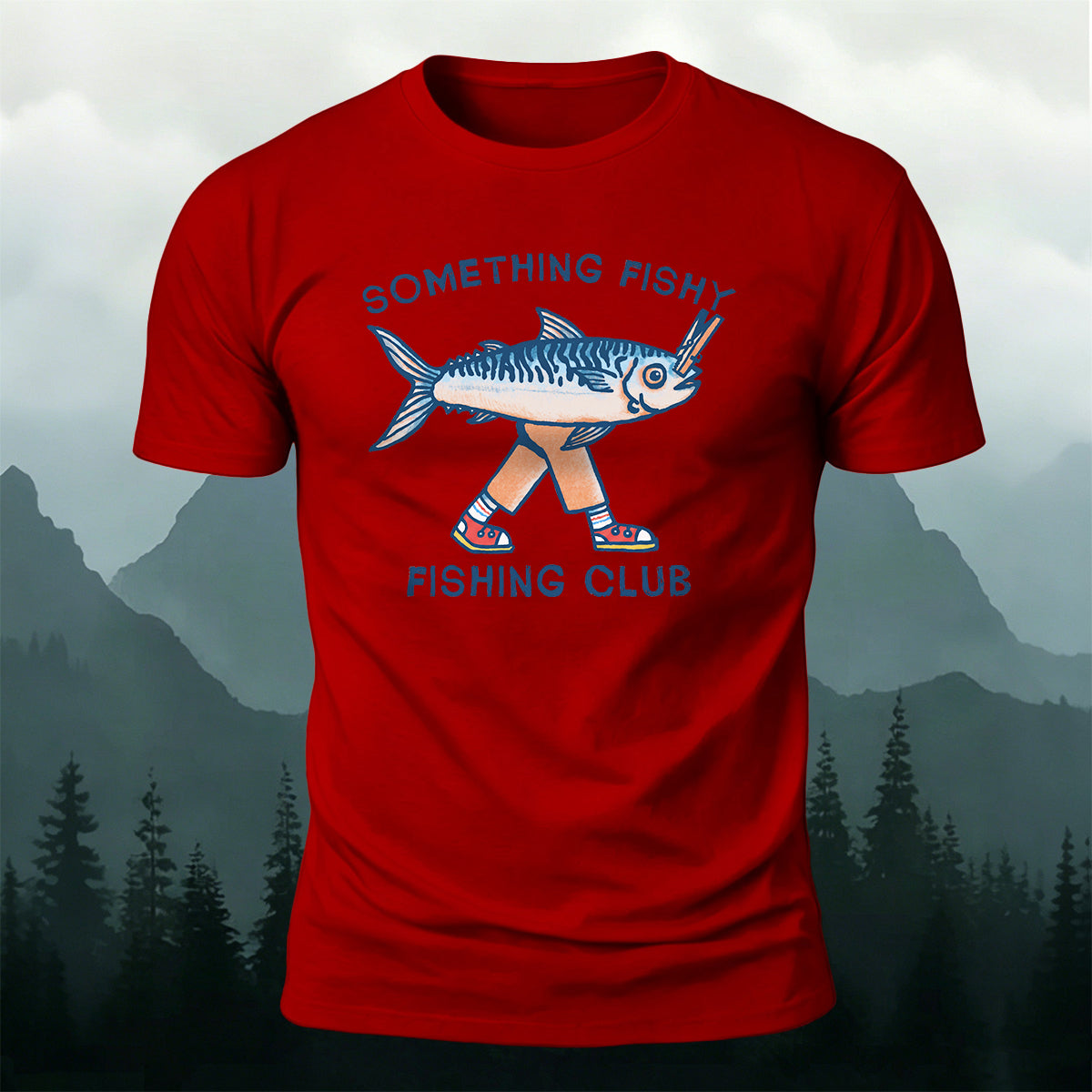 Fishing Club Printed Casual Versatile Cotton T-Shirt