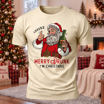 Merry Drunk I'm Christmas Printed Short Sleeve T-Shirt