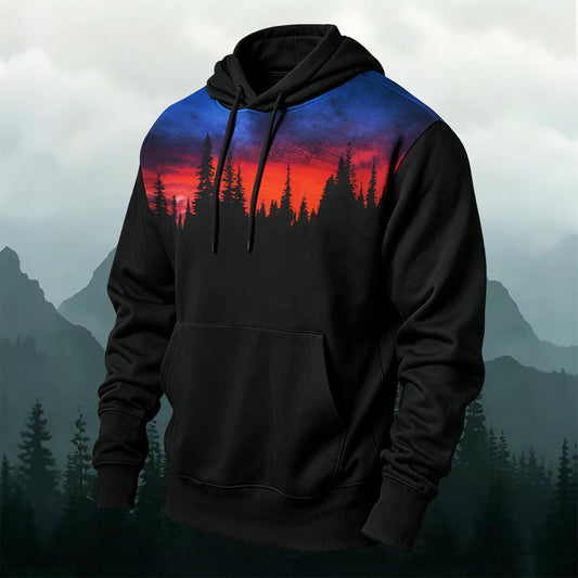 Cotton-Blend Forest Reflections Printed Hoodie