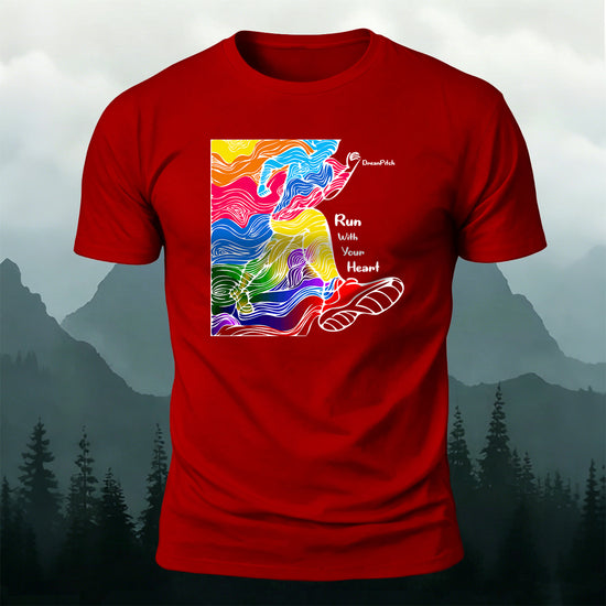 Running Enthusiasts Printed Casual Breathable Tee Red