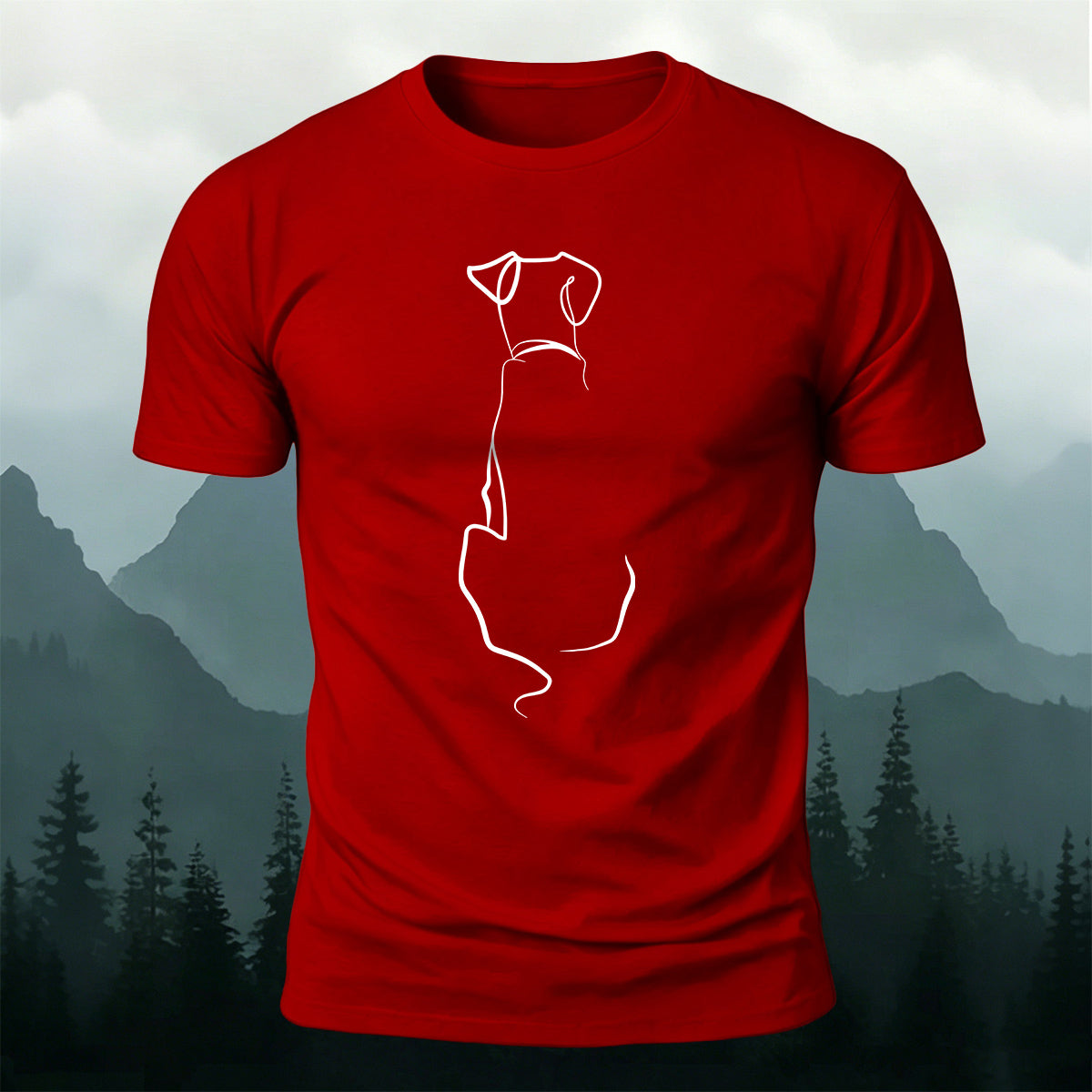 Cotton a Line-Art Puppy Print Casual T-Shirt