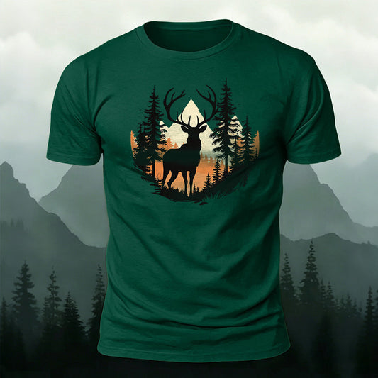 Premium Cotton Reindeer Mountain Printed T-Shirt