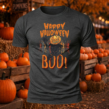 Happy Halloween BOO Printed Short Sleeve T-Shirt