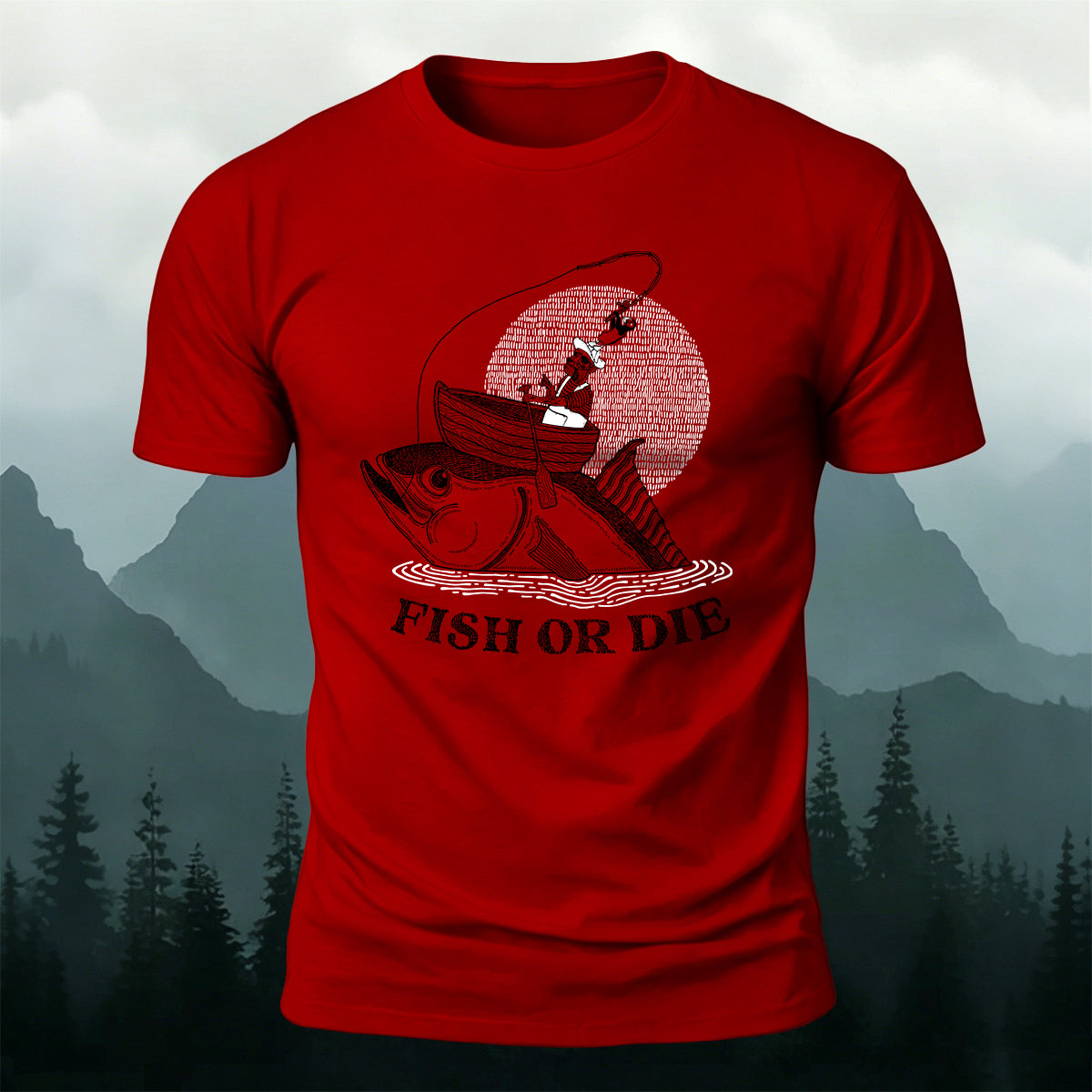 Fish Or Die Printed Casual Cotton T-Shirt
