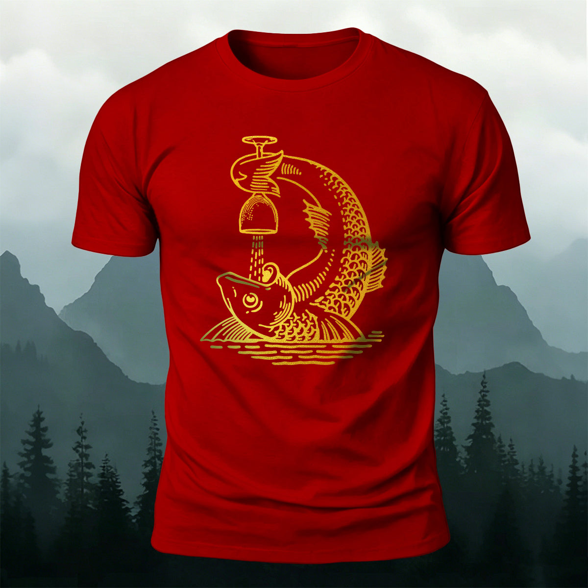 Fish Drunk Printed Casual Cotton Versatile T-Shirt