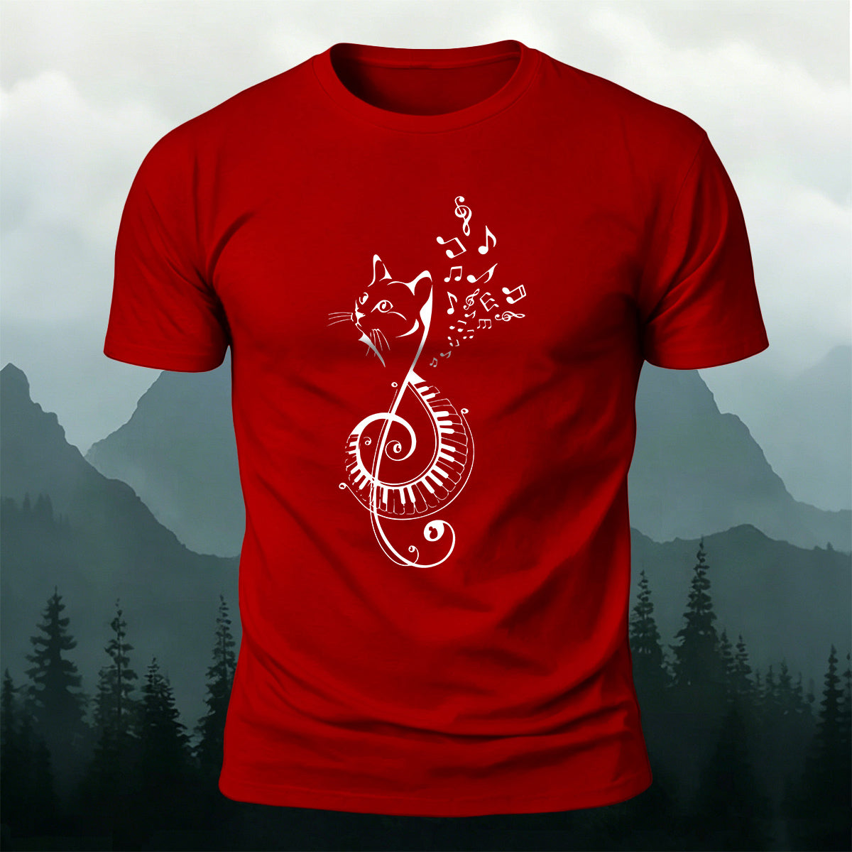 Cotton Cute Cat Music Note Versatile T-Shirt