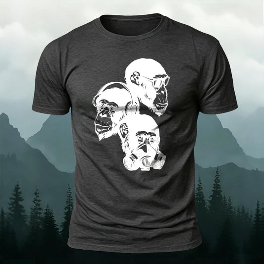 See No Evil Hear No Evil Speak No Evil Printed Short Sleeve T-Shirt