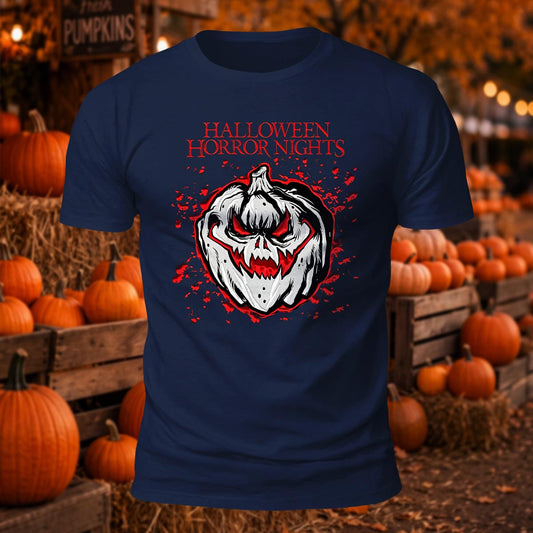 Halloween Horror Nights Skull Pumpkin Printed Short Sleeve T-Shirt