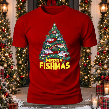 Merry Fishmas Tree Printed Short Sleeve T-Shirt