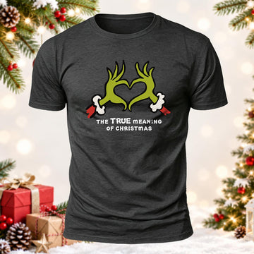 Green Monster Heart Hands Printed Short Sleeve T-Shirt