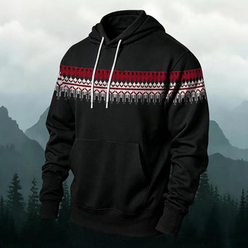 Nordic Fair Isle Geometric Pattern Print Versatile Hoodie
