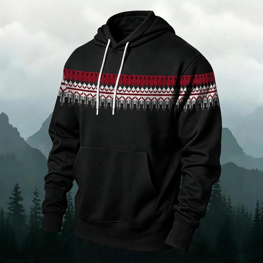Nordic Fair Isle Geometric Pattern Print Versatile Hoodie